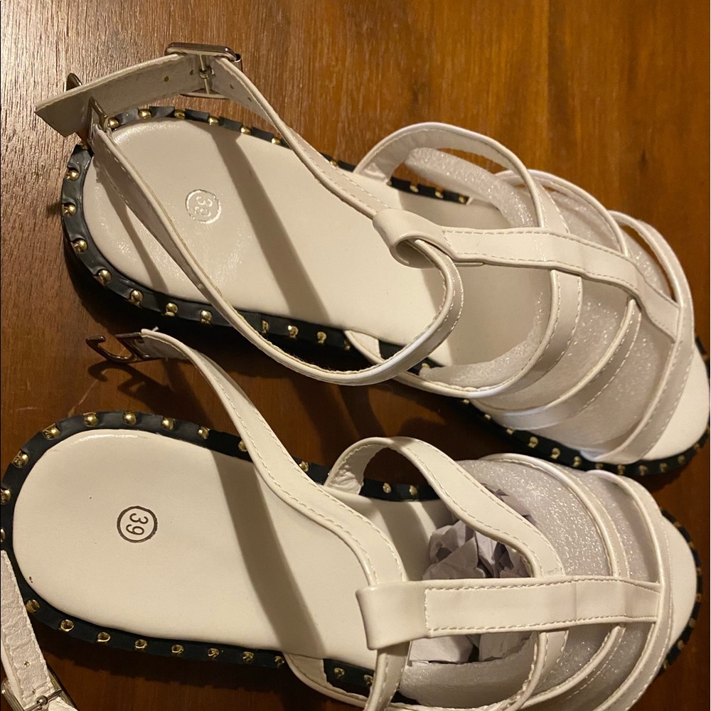 White opened toe sandals